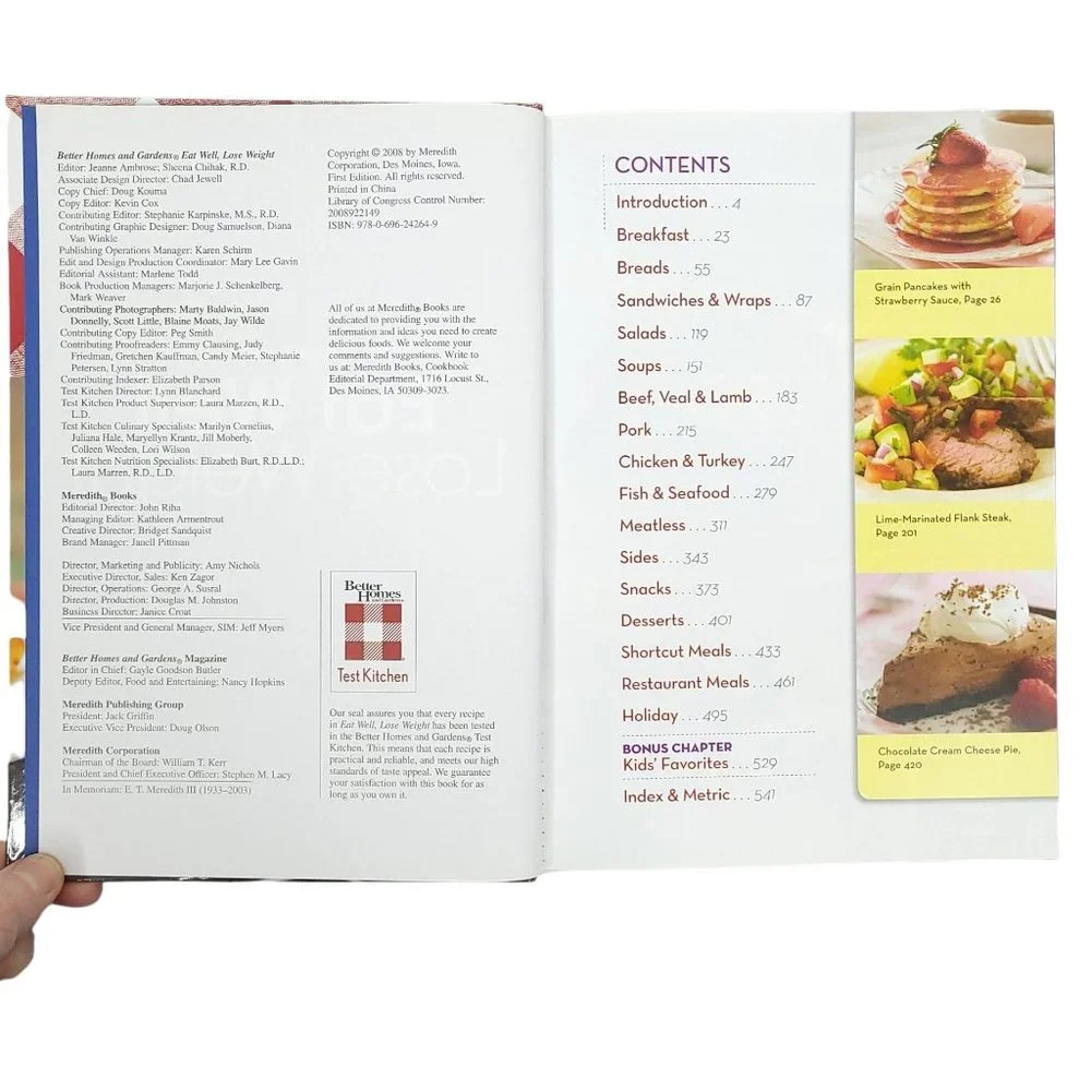Better Homes And Gardens Eat Well Lose Weight 2008 Hardcover Cookbook Recipes